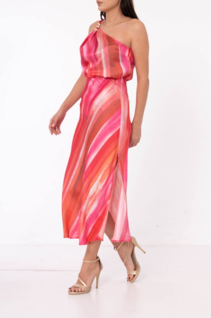 Soleil One-Shoulder Marble Print Dress - Image 2