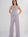 Milestone Double-Breasted Peplum Jumpsuit